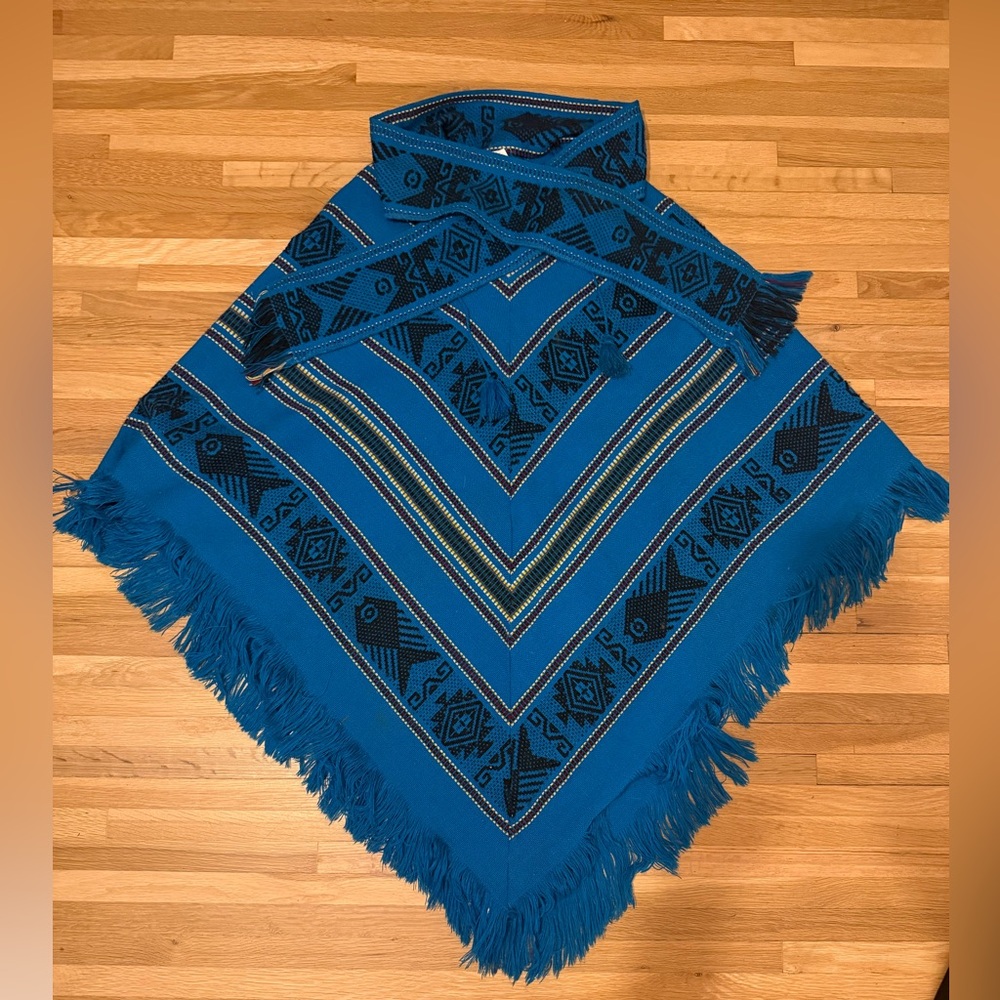 Beautiful Wool Fringe Poncho from Equador